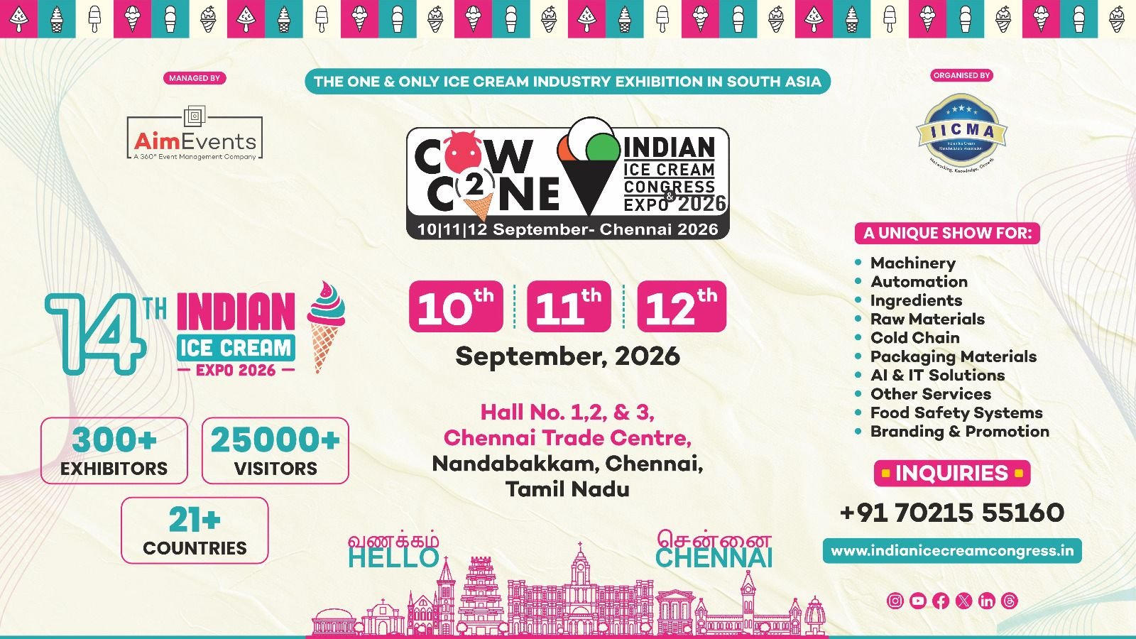 INDIAN ICE CREAM CONGRESS & EXPO Sep 10–12 2026